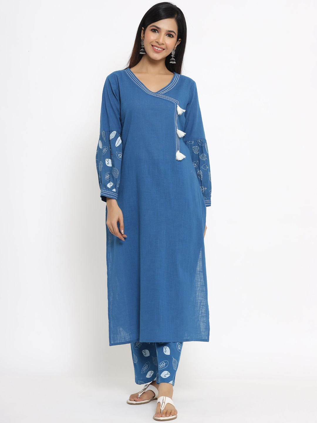 

Aprique FAB Women Blue Angrakha Kurta with Palazzos