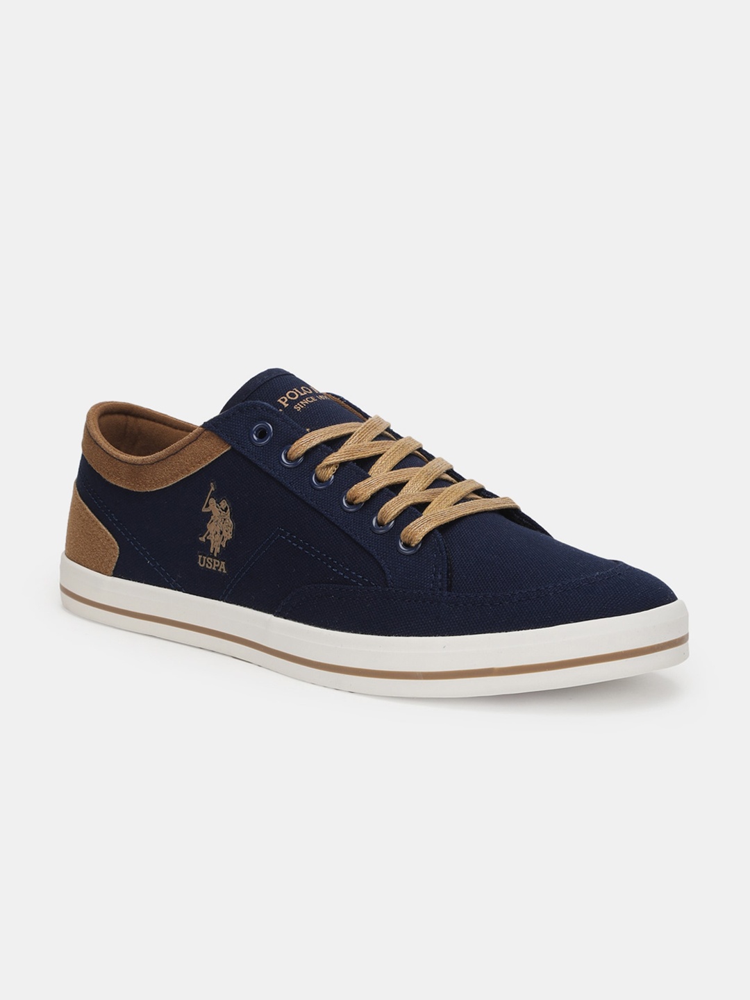 

U S Polo Assn Men Navy Blue & Brown Colourblocked Sneakers