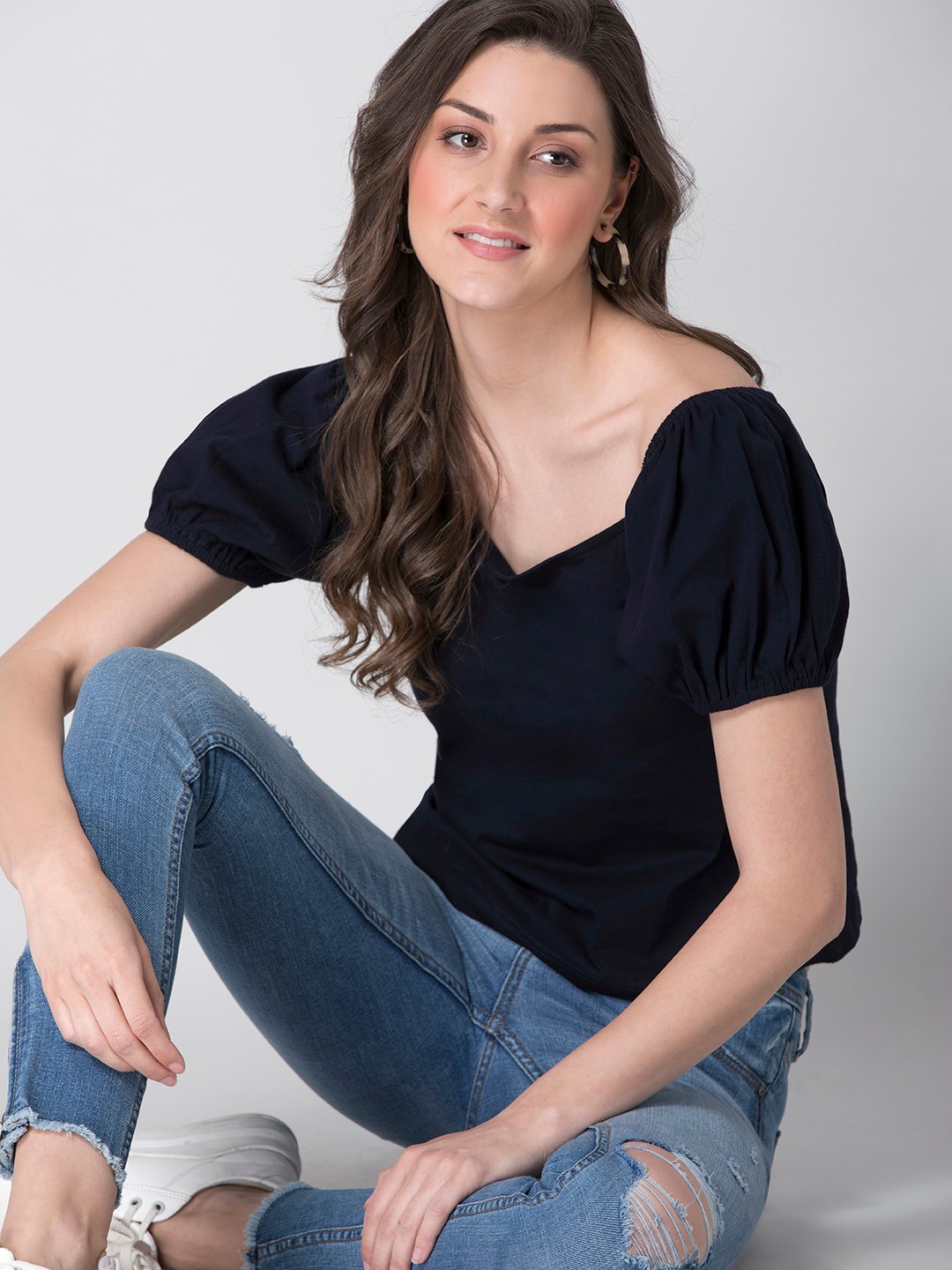 

FabAlley Navy Blue Regular Top