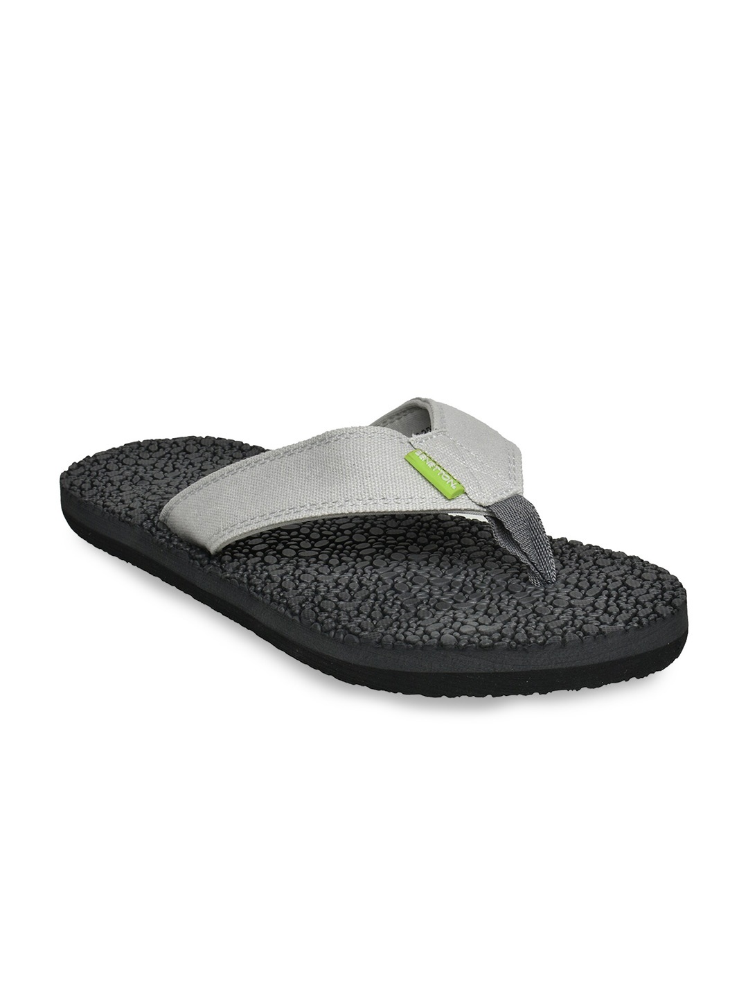 United Colors of Benetton Men Grey & Black Thong Flip-Flops