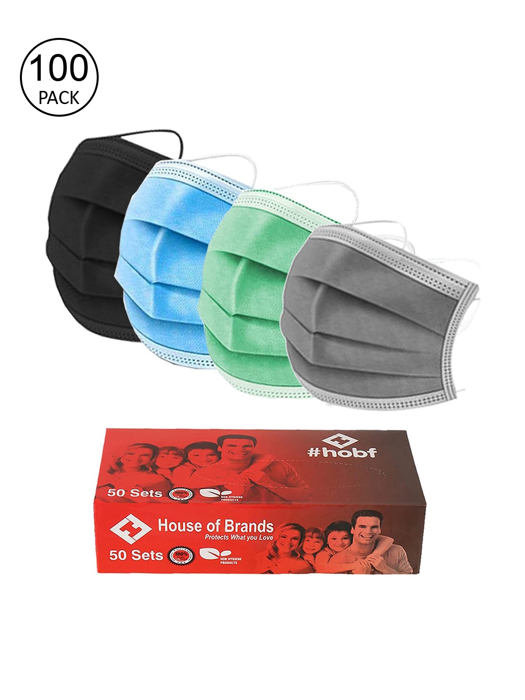 

Swiss Design Pack Of 100 3-Ply Anti-Pollution Disposable Masks, Black