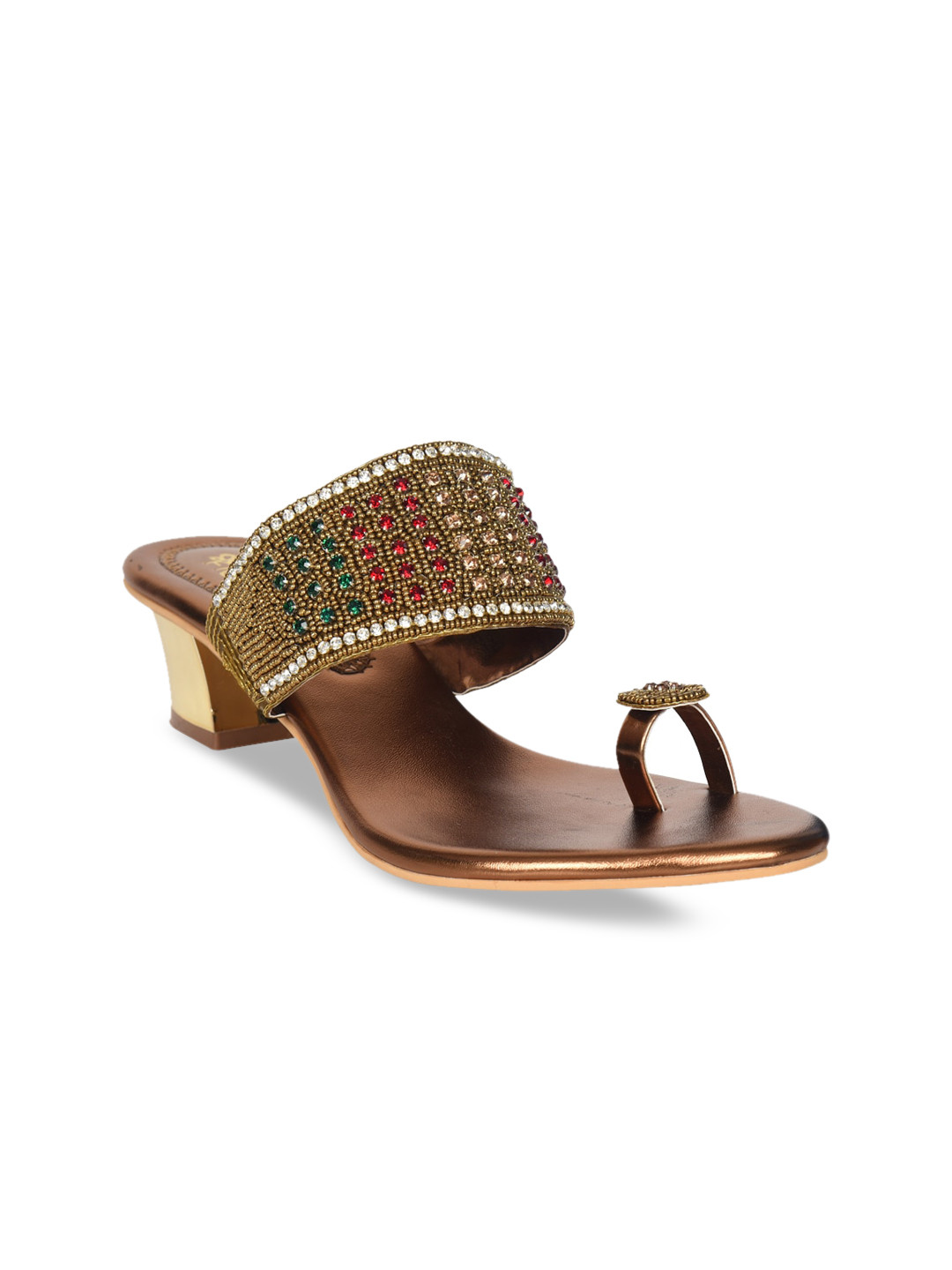 

Ajanta Women Brown Embellished Block Sandals