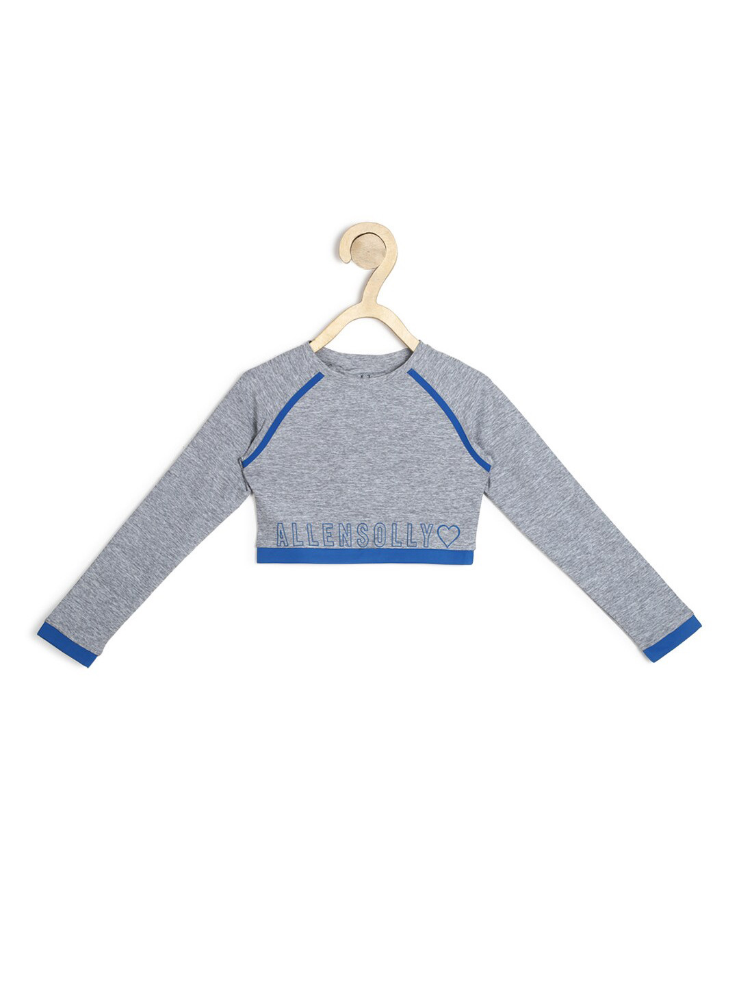 

Allen Solly Junior Girls Grey & Blue Colourblocked Henley Neck Raw Edge T-shirt
