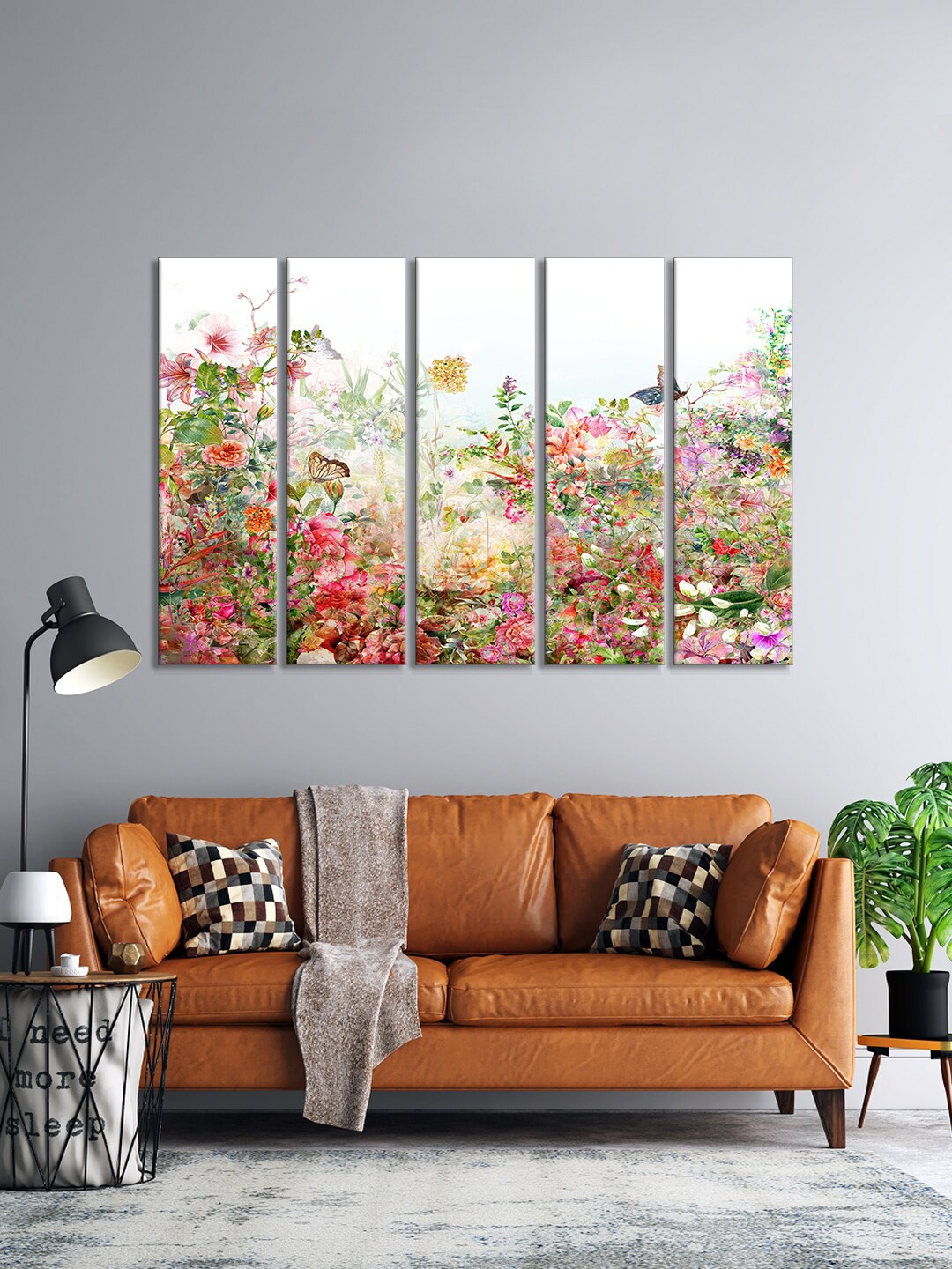 

999Store Set Of 5 Pink & Green Wall Art Frames