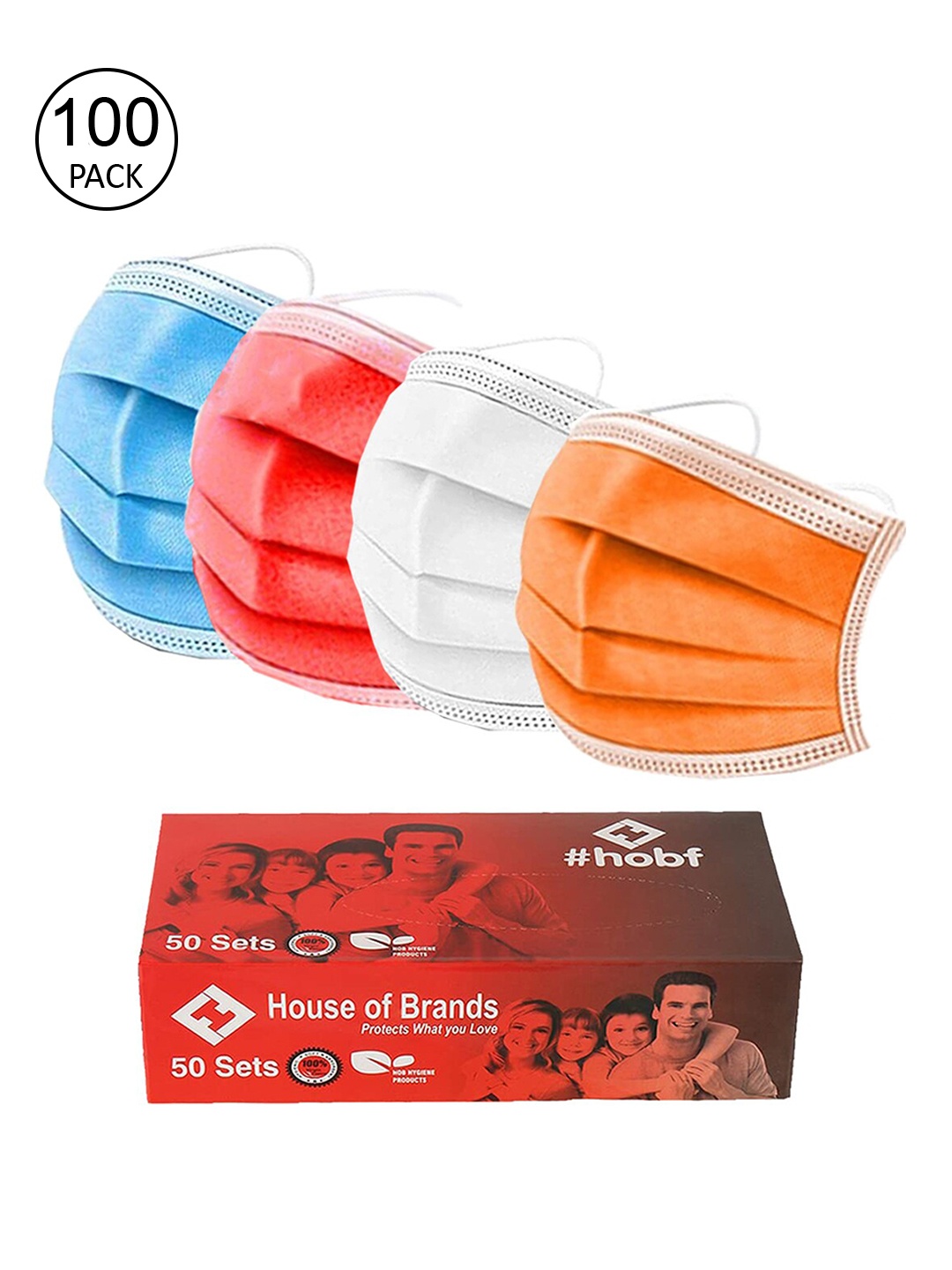 

Swiss Design Pack of 100 3ply Mask, Multi
