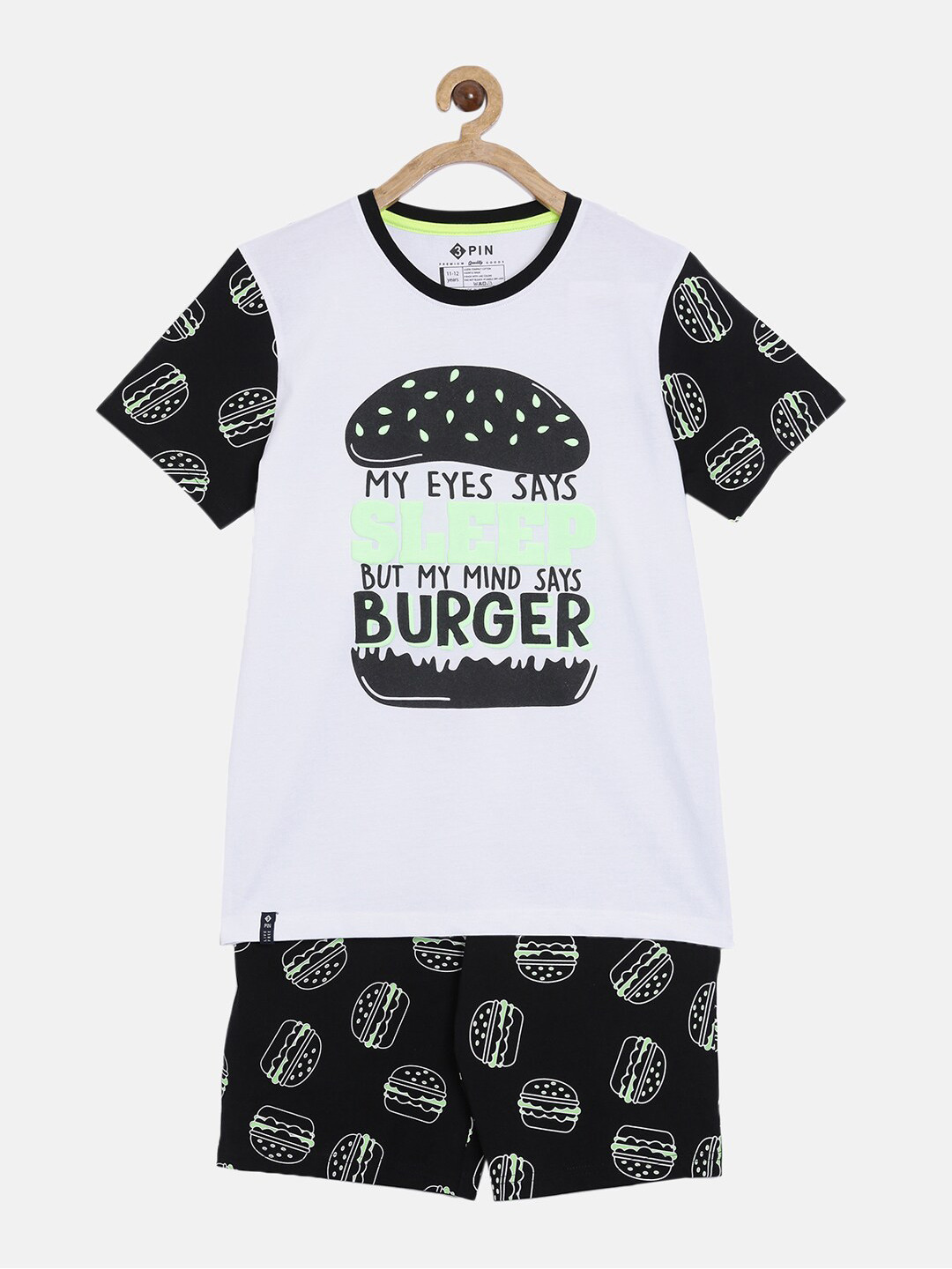 

3PIN Boys White & Black Colourblocked T-shirt with Shorts
