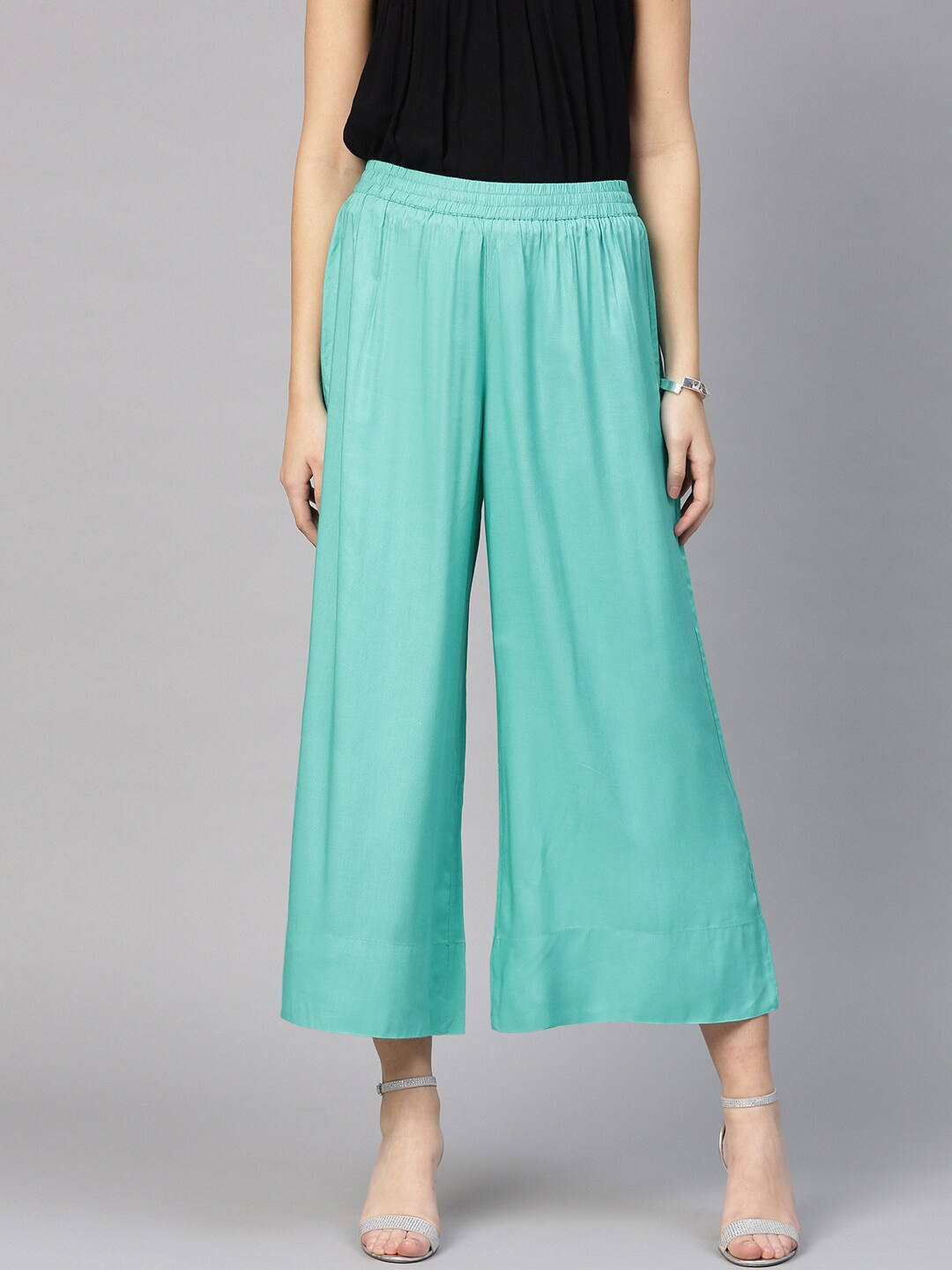 

Varanga Women Turquoise Blue Palazzos
