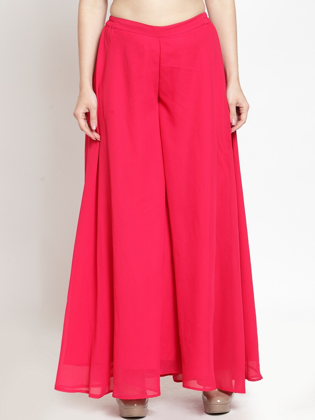 

Just Wow Women Pink Flared Georgette Palazzos