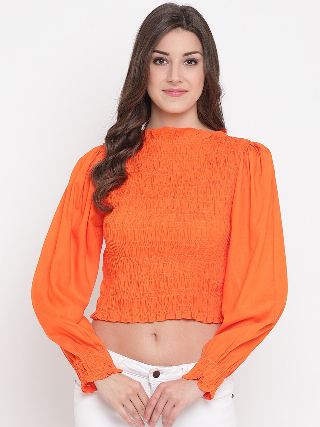 

Aawari Orange Regular Crop Top