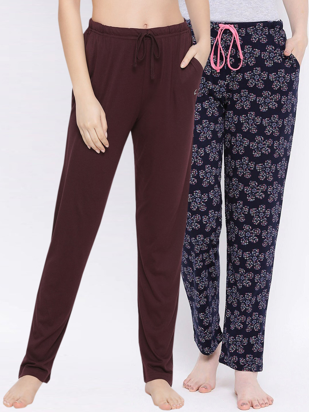 

Kanvin Women Pack Of 2 Pure Cotton Lounge Pants, Brown
