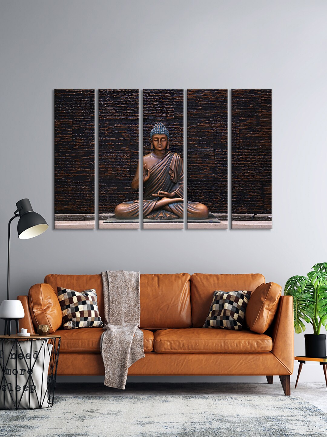 

999Store Set Of 5 Brown & Copper-Coloured Buddha Wall Art Frames