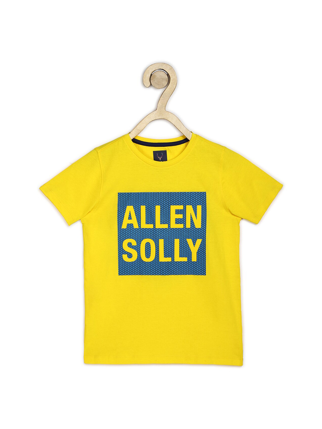

Allen Solly Junior Boys Yellow & Blue Brand Logo Printed T-shirt