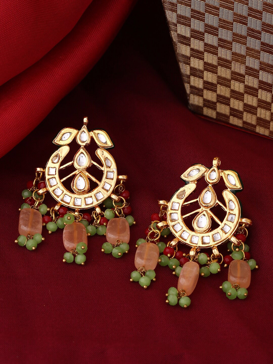 

Shoshaa Gold-Plated & Pink Contemporary Chandbalis Earrings