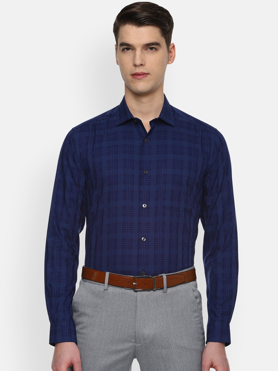 

Louis Philippe Men Navy Blue Slim Fit Checked Casual Shirt