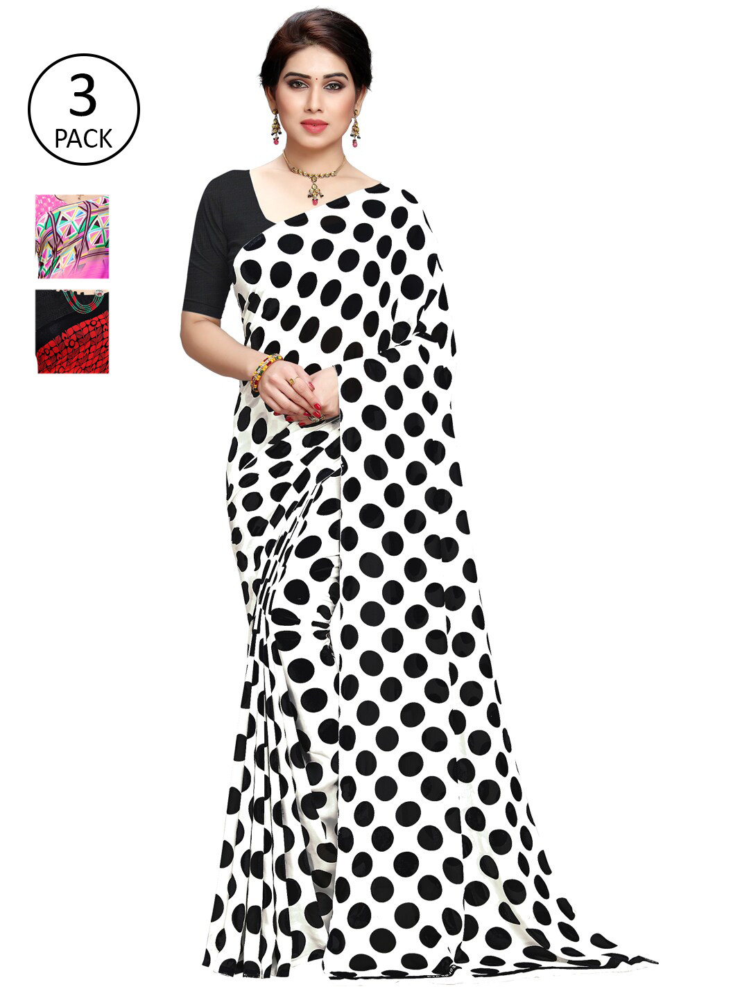 

KALINI Multi Pack of 3 Printed Saree