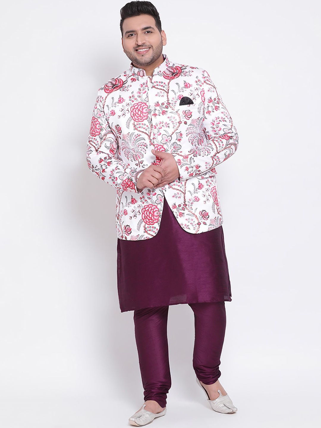 

hangup plus Men Purple Dupion Silk Kurta with Churidar