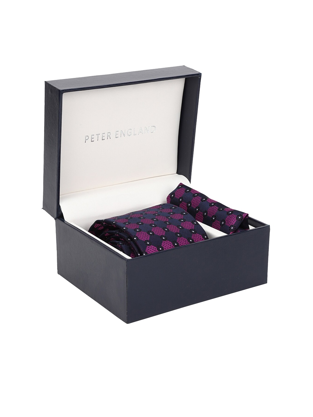 

Peter England Men Purple & Navy Blue Woven-Design Accessory Gift Set
