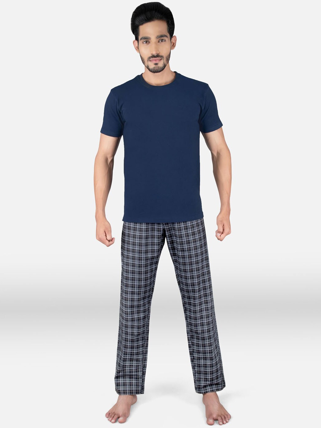

XYXX Men Blue & White Night suit