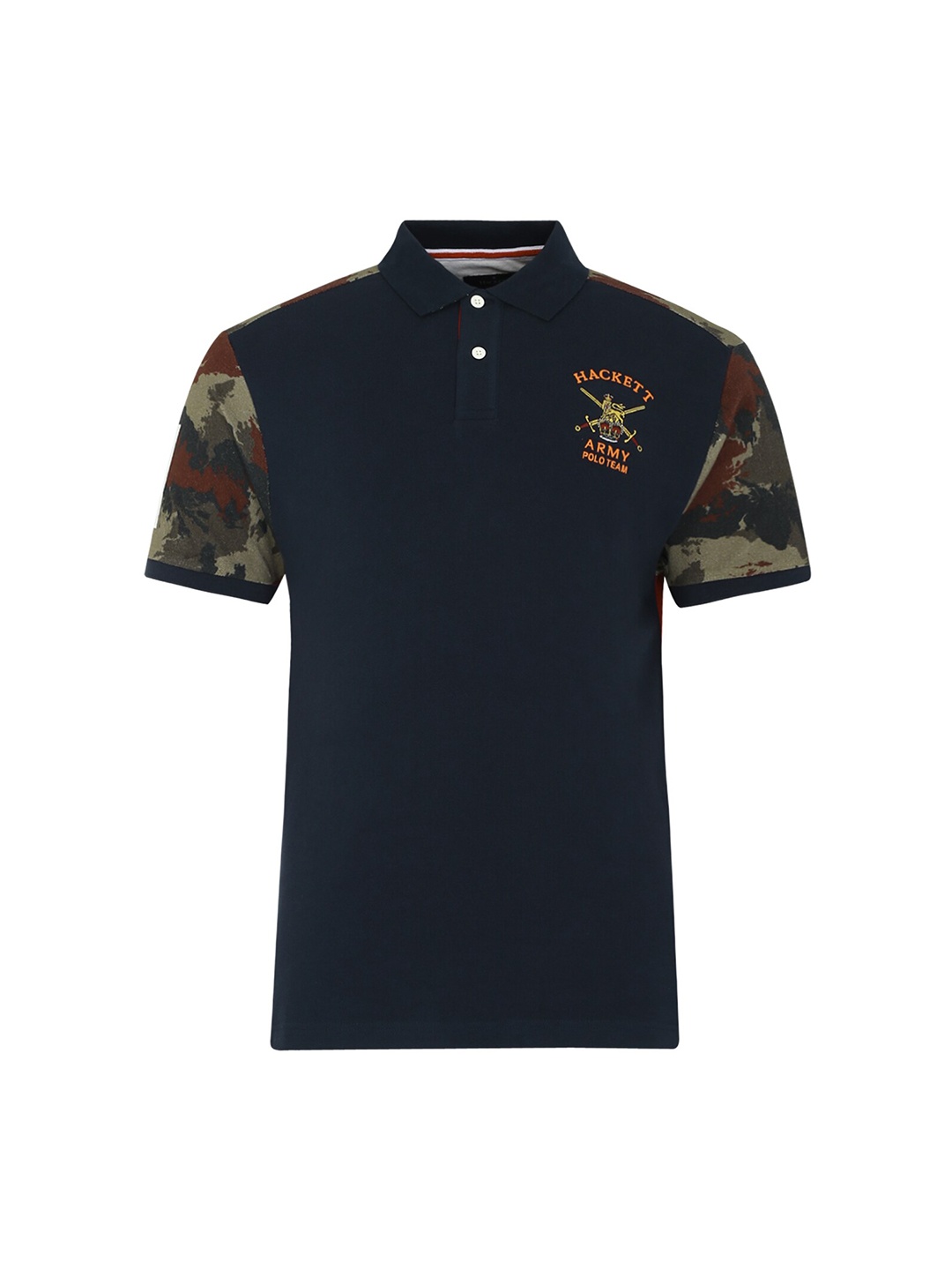 

HACKETT LONDON Menvy Blue Polo Collar Applique T-shirt, Navy blue