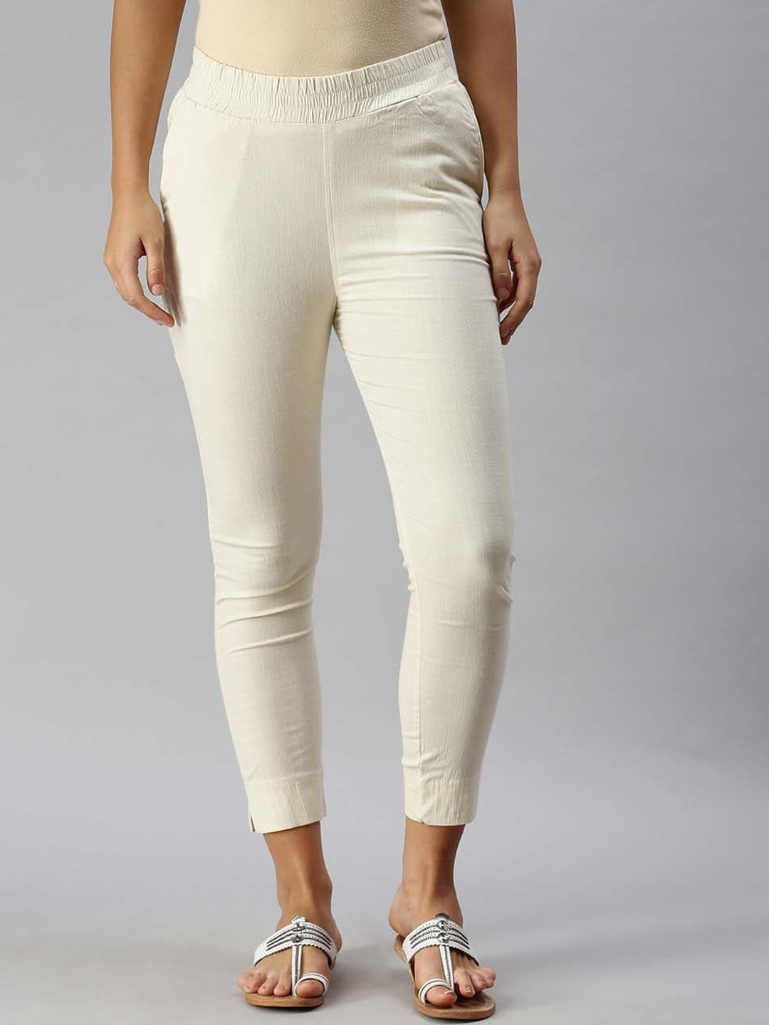 

Soch Women Off White Regular Trousers