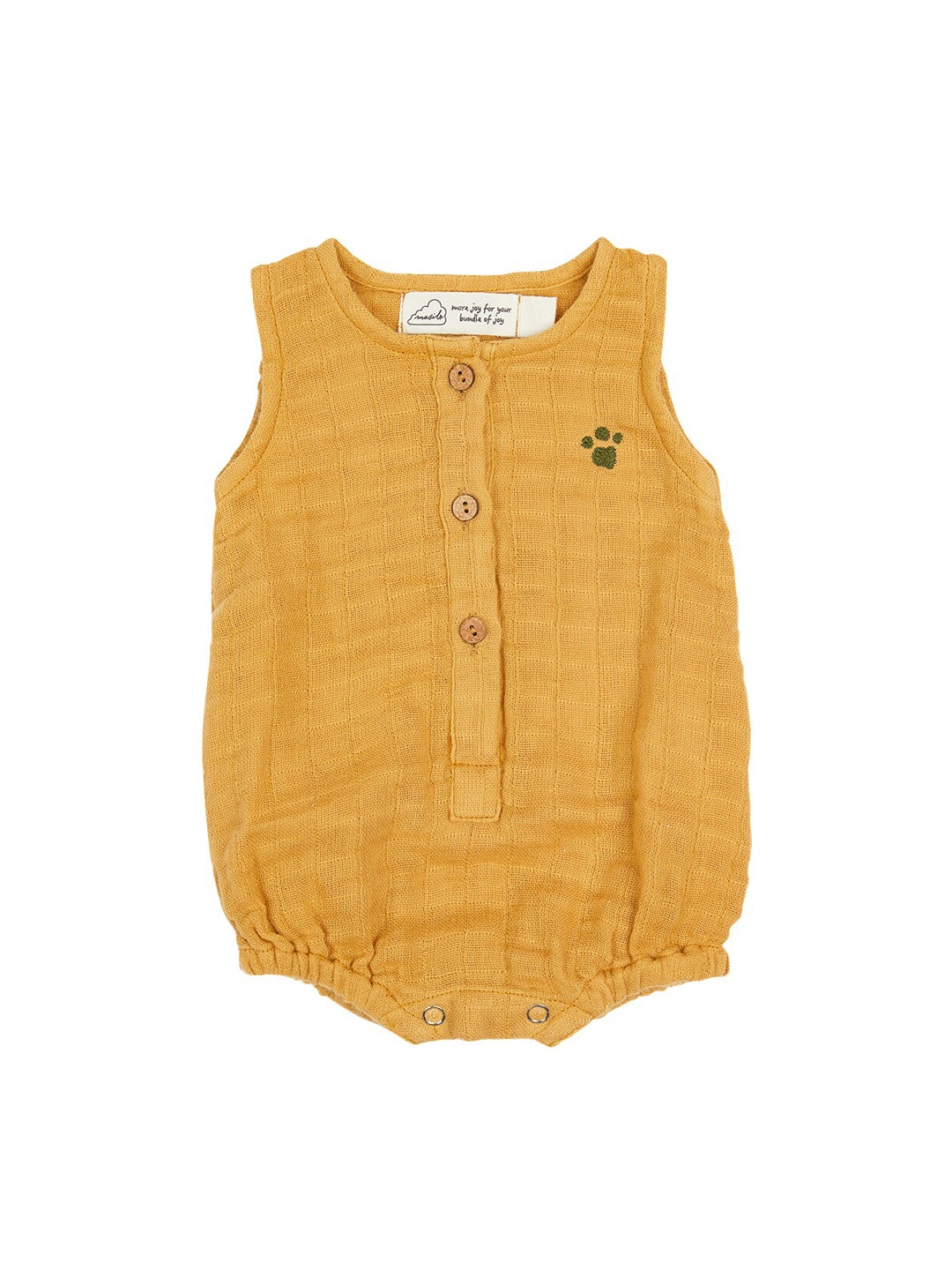 

Masilo Infant Kids Mustard Yellow Self-Designed Organic Cotton Rompers