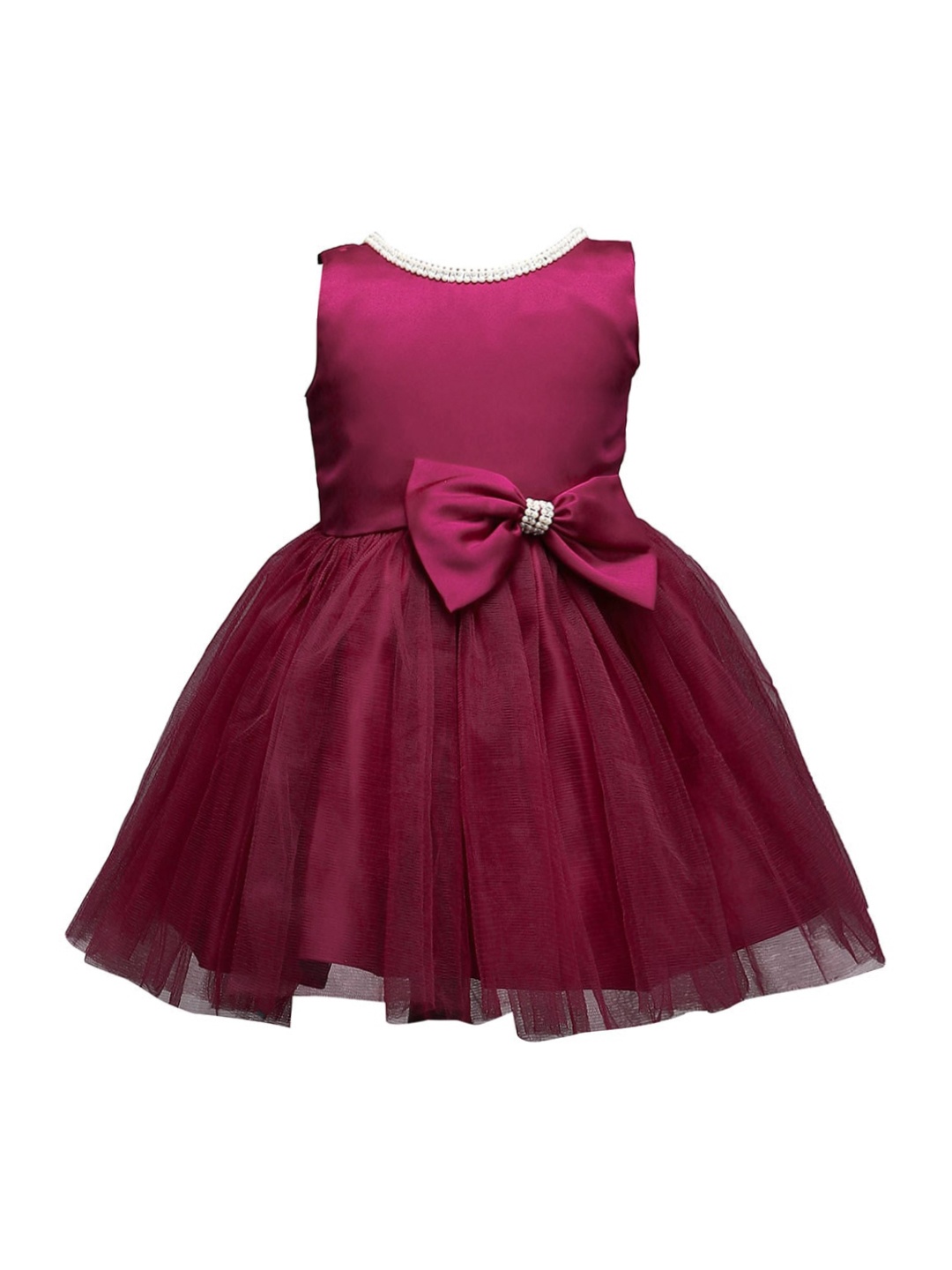 The Magic Wand Girls Burgundy Satin Dress