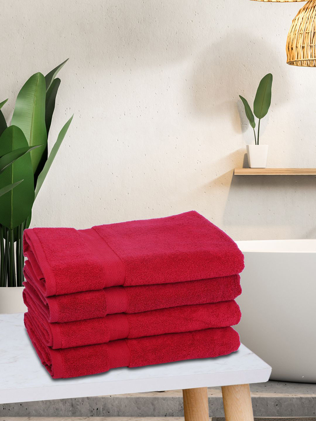 

BIANCA Set Of 4 Pure Cotton Ultra-Fluffy Towels, Burgundy