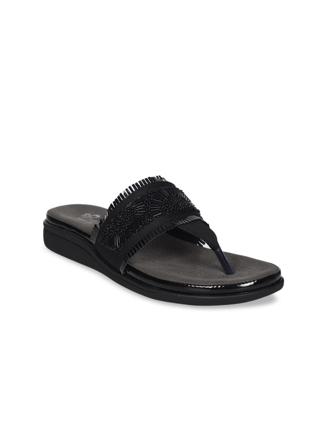 

Ajanta Black Embellished Wedge Sandals