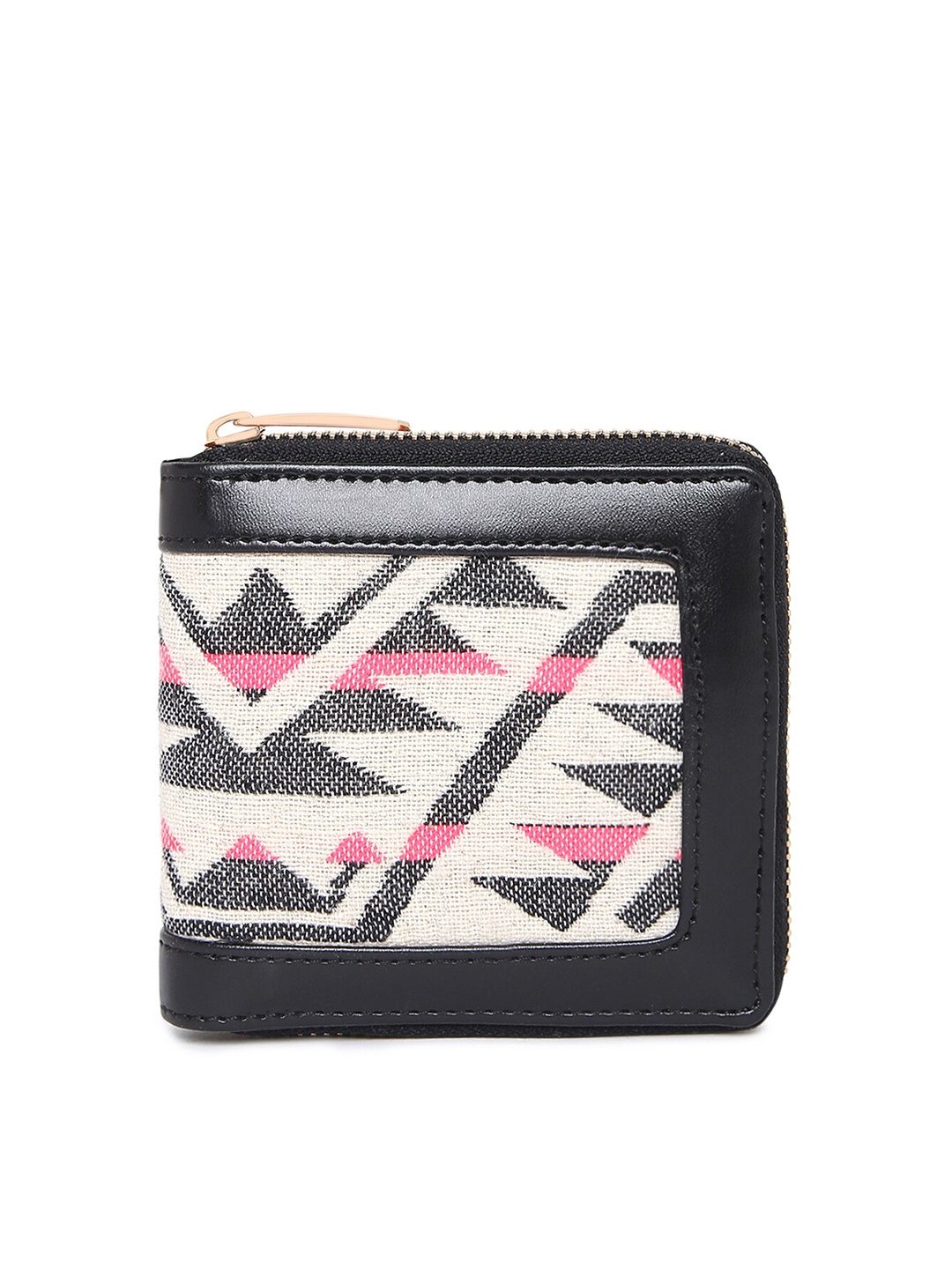 

KLEIO Jacquard Weave Zip-Around Wallet, Black