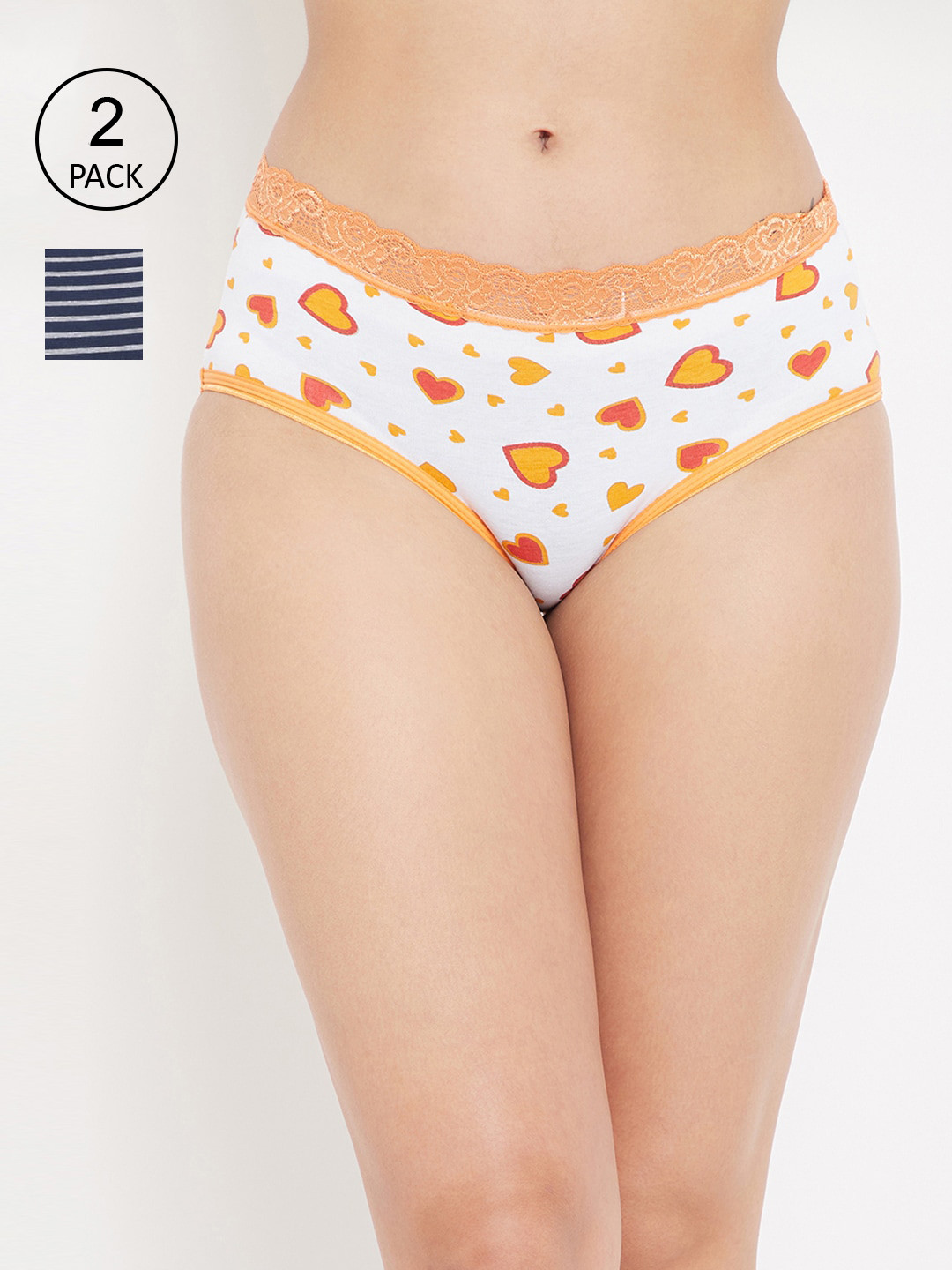 

Clovia Women Pack Of 2 Printed Hipster Briefs - COMPN1124, Blue