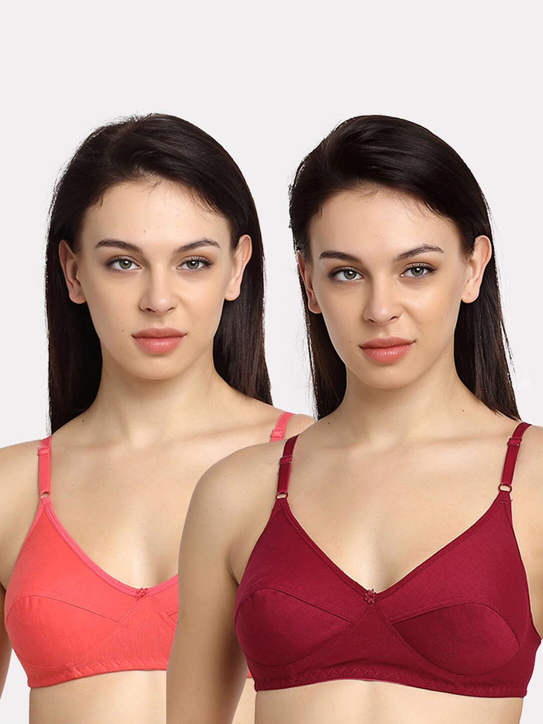 

Friskers Pack of 2 Everyday Bras O-314-08-314-14-30, Coral