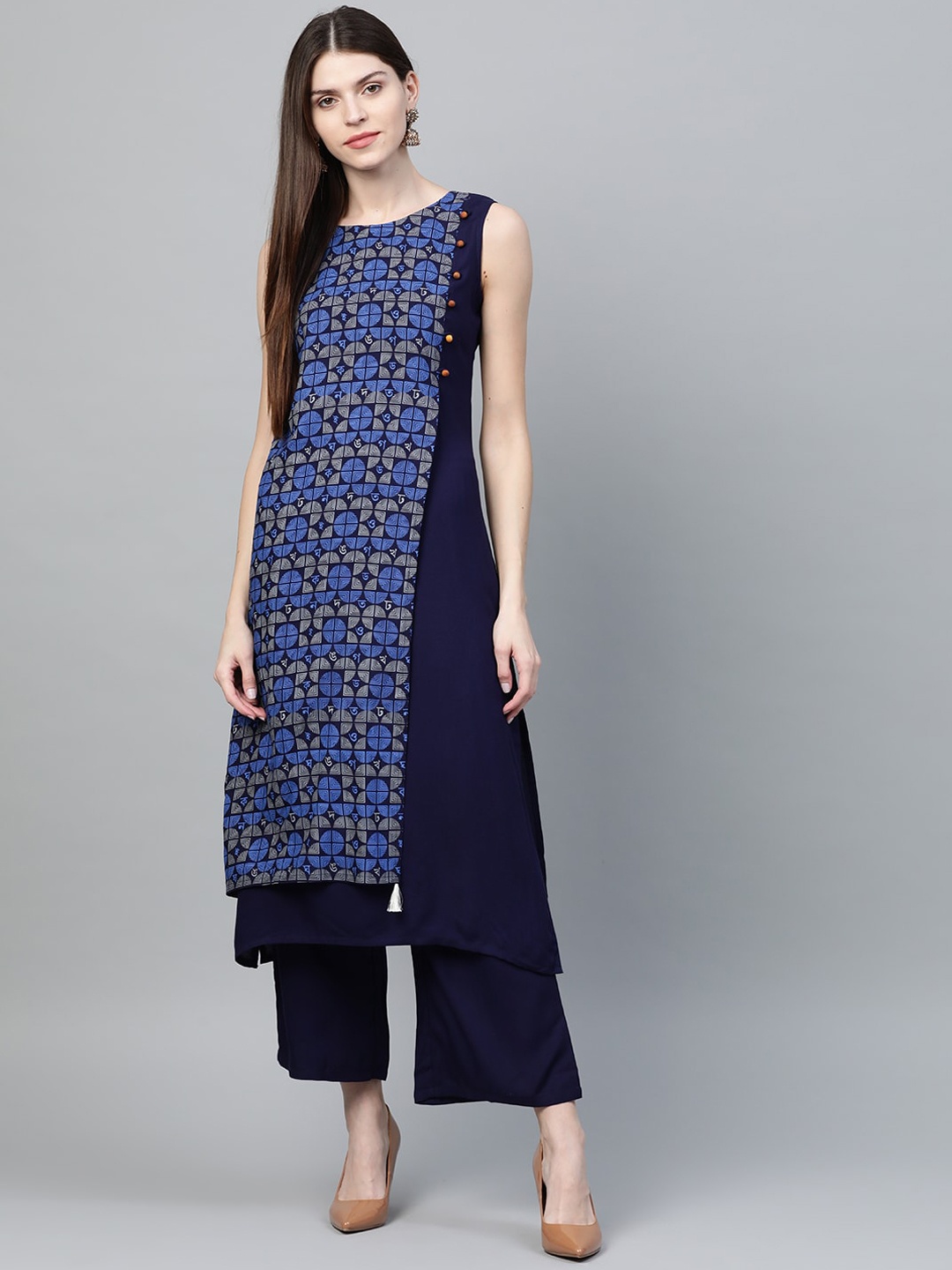 

ZIYAA Women Navy Blue Printed Kurta