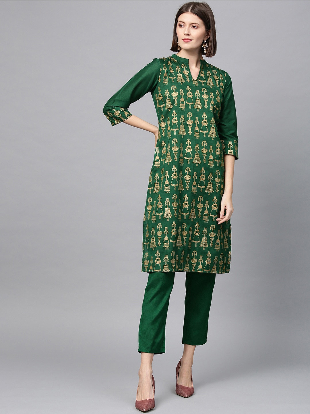 

ZIYAA Women Green Printed Kurta