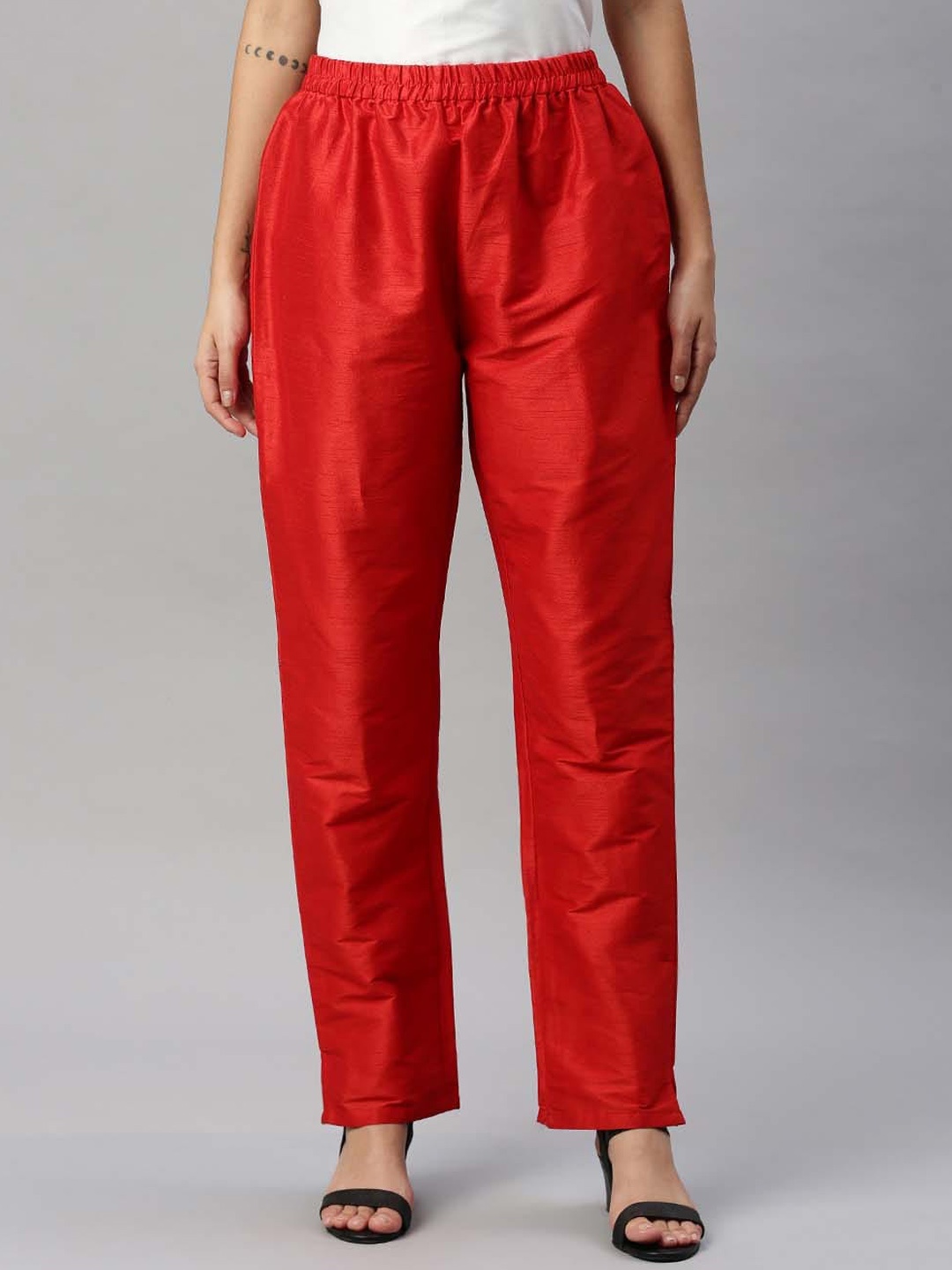 

Soch Women Red Regular Trousers