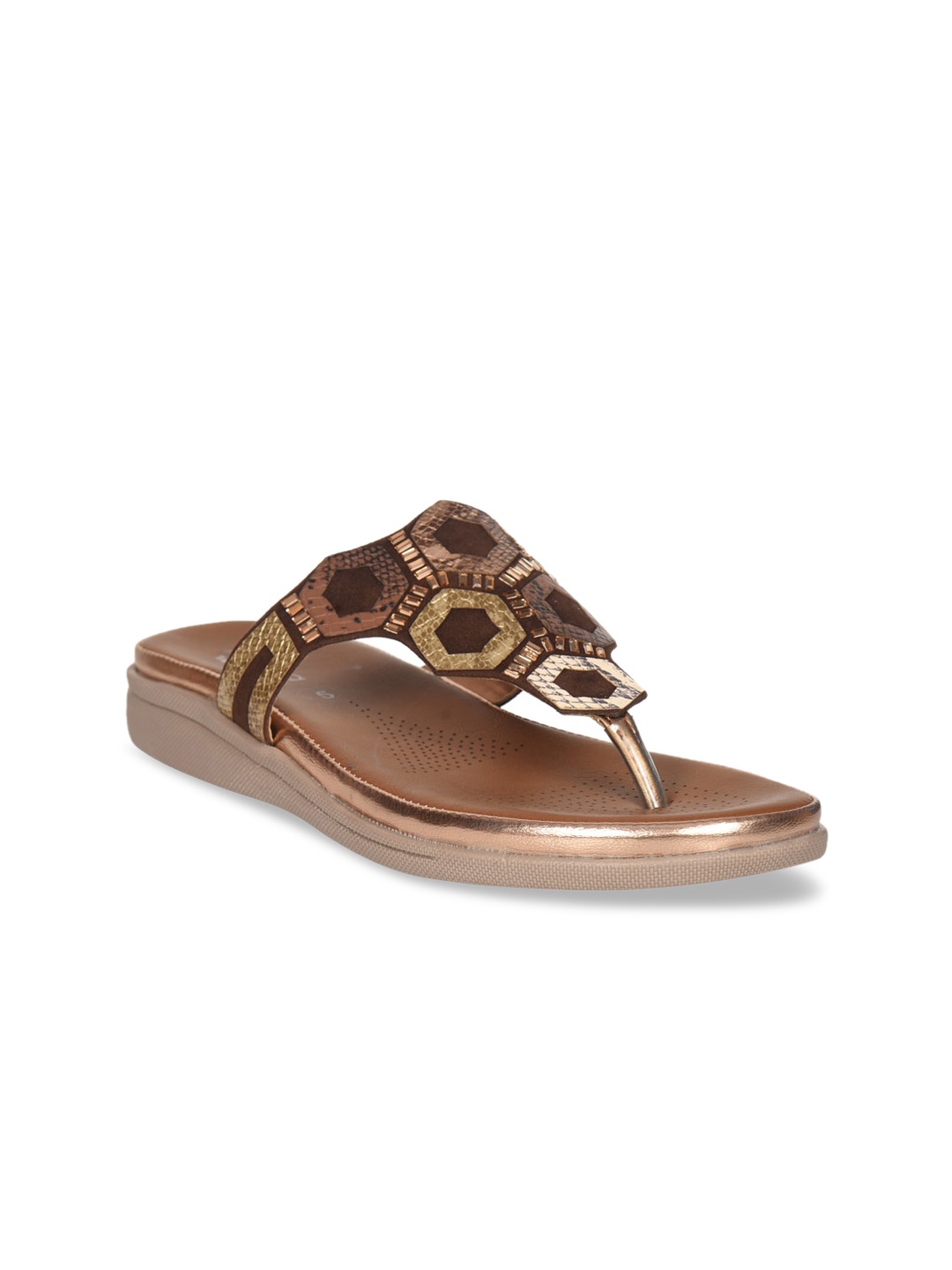 

Ajanta Brown Embellished Wedge Sandals