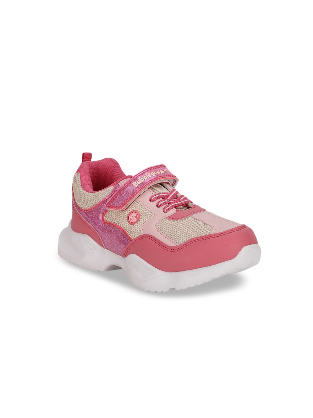 Bubblegummers Girls Pink & Cream-Coloured Colourblocked Sneakers