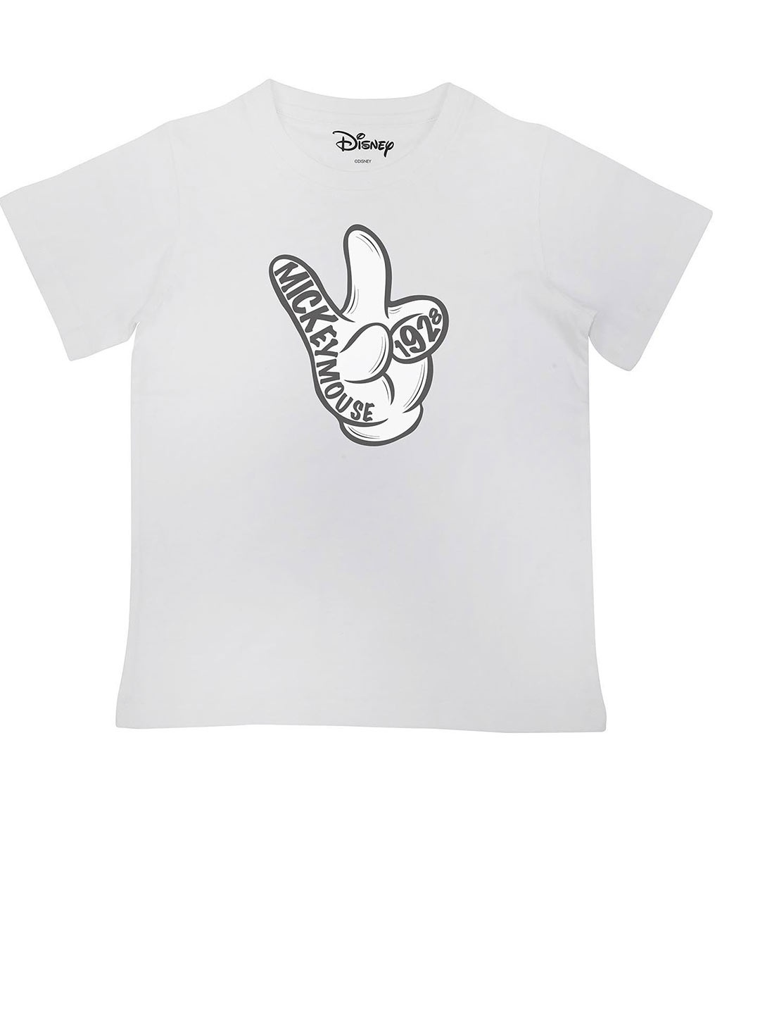 

Disney by Wear Your Mind Boys White Mickey Mouse Printed T-shirt