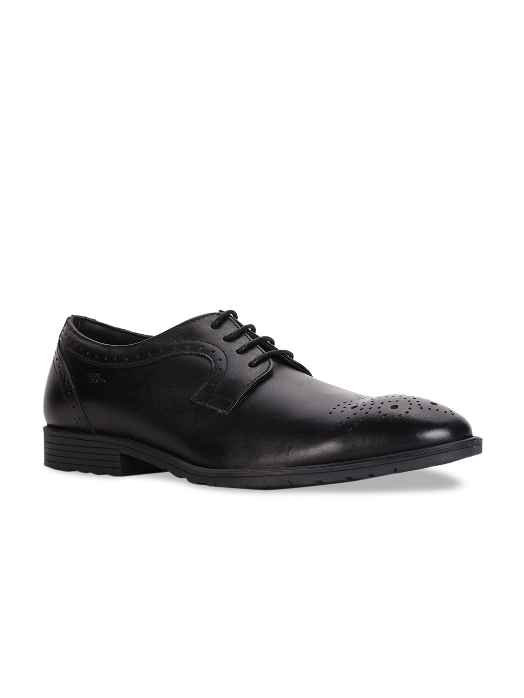 

Bata Men Black Perforated Leather Formal Derbys