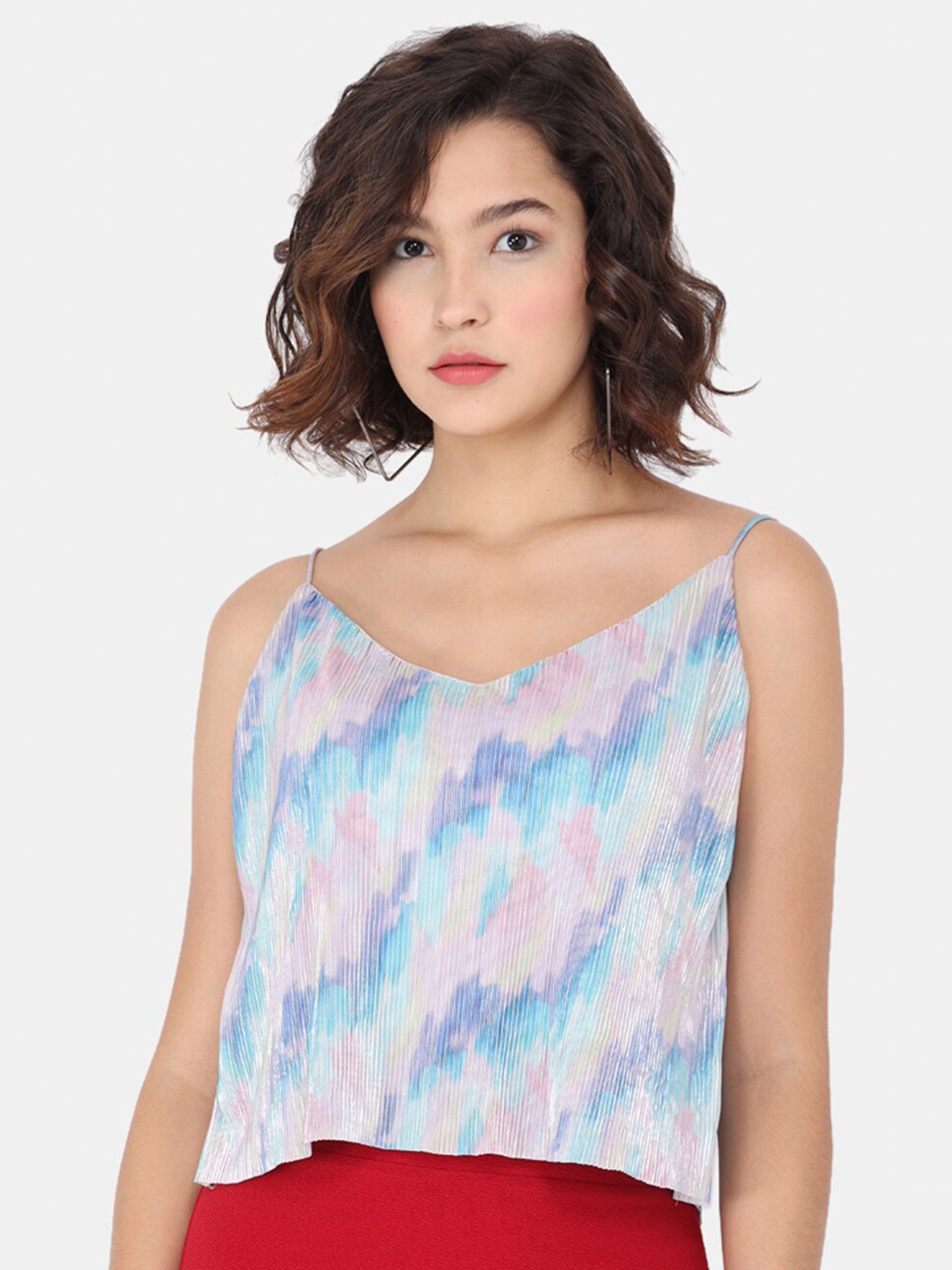 

Trend Arrest Blue & Pink Pleated Top