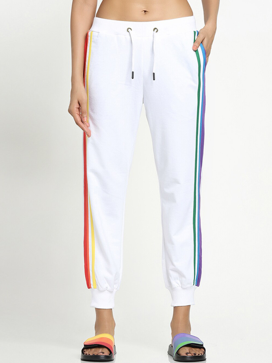 

Bewakoof Women White Solid Straight-Fit Joggers