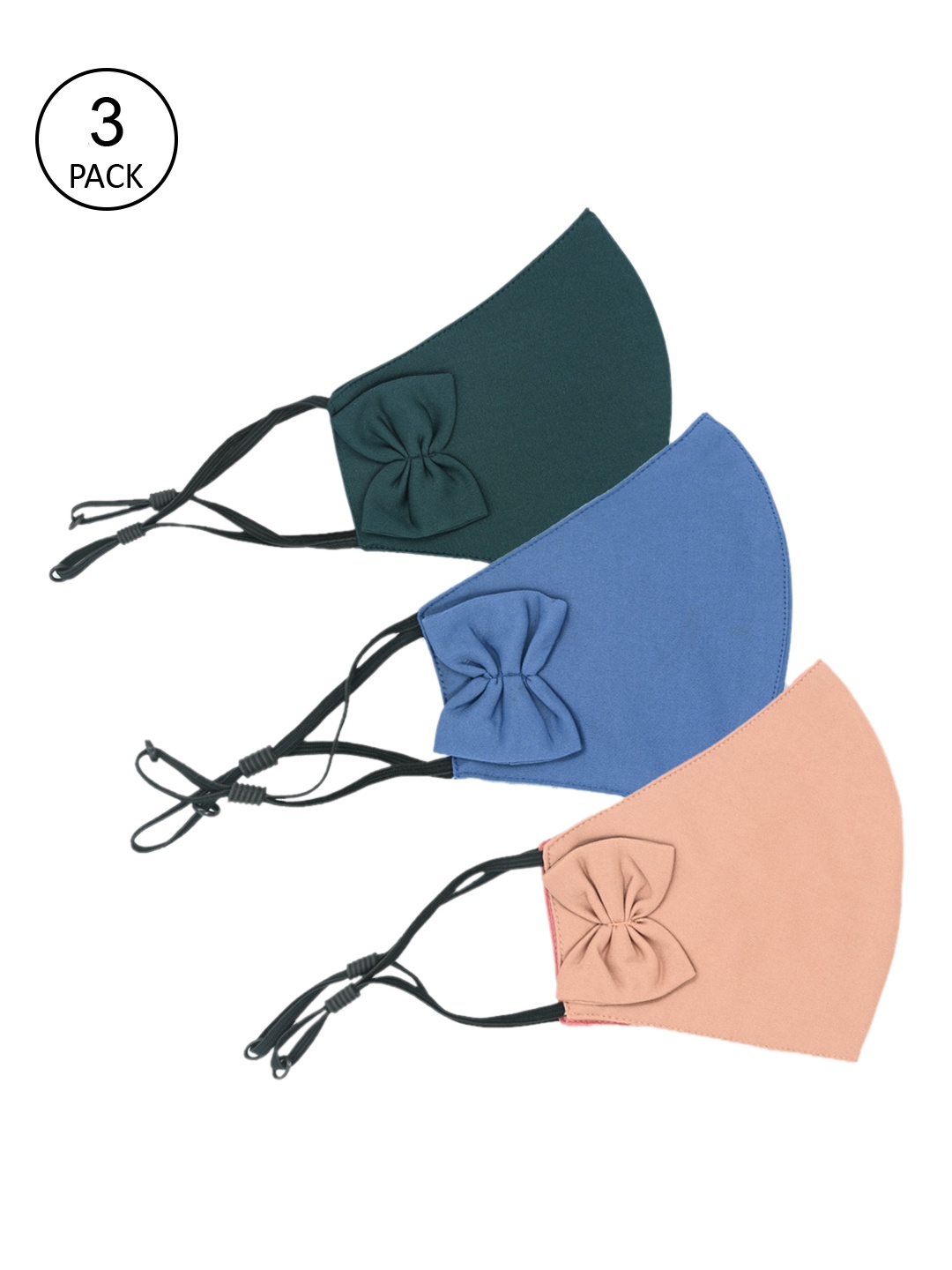 

Trend Arrest Pack Of 3 Solid 3-Ply Reusable Cloth Masks, Blue