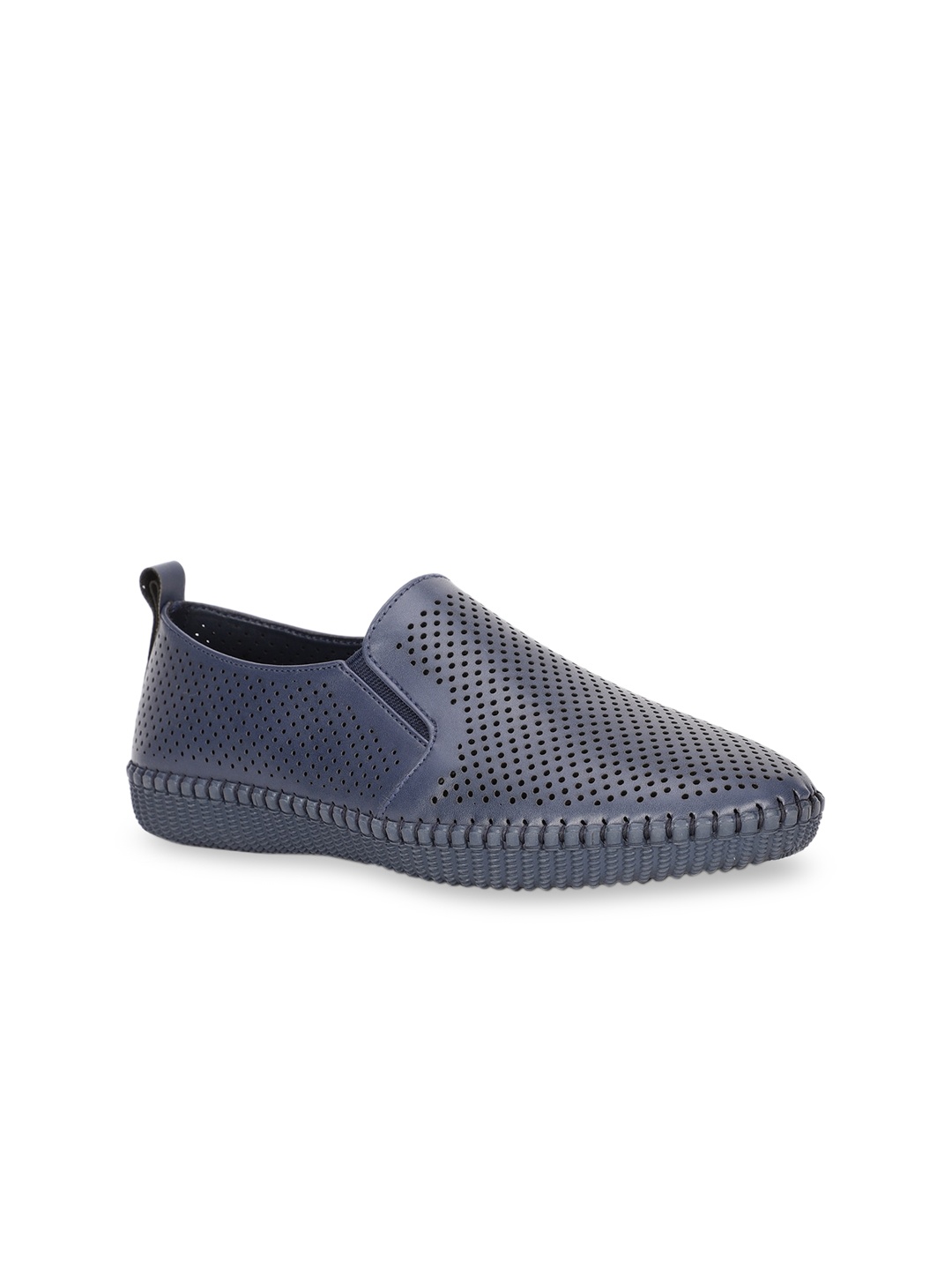 

Bruno Manetti Women Navy Blue Textured Slip-On Sneakers