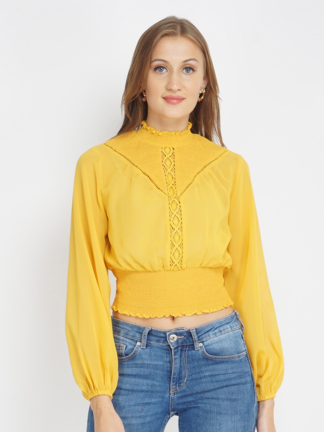 

Oxolloxo Yellow Blouson Crop Top