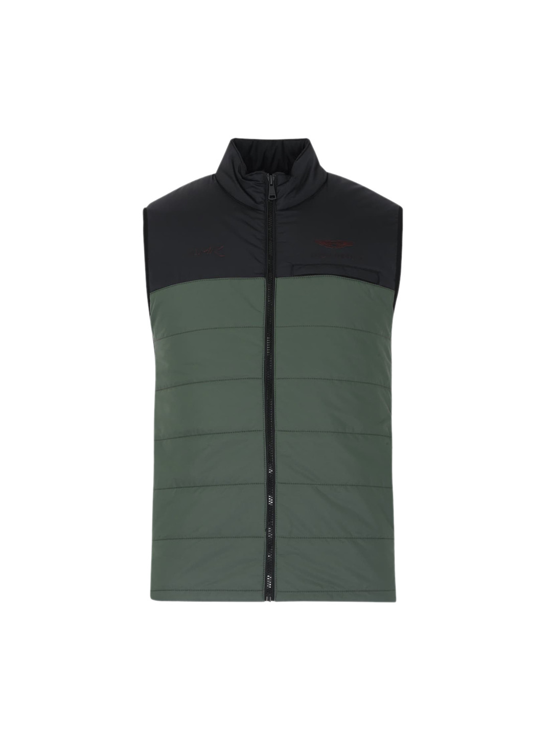 

HACKETT LONDON Men Black& Olive Colourblocked Longline Padded Jacket