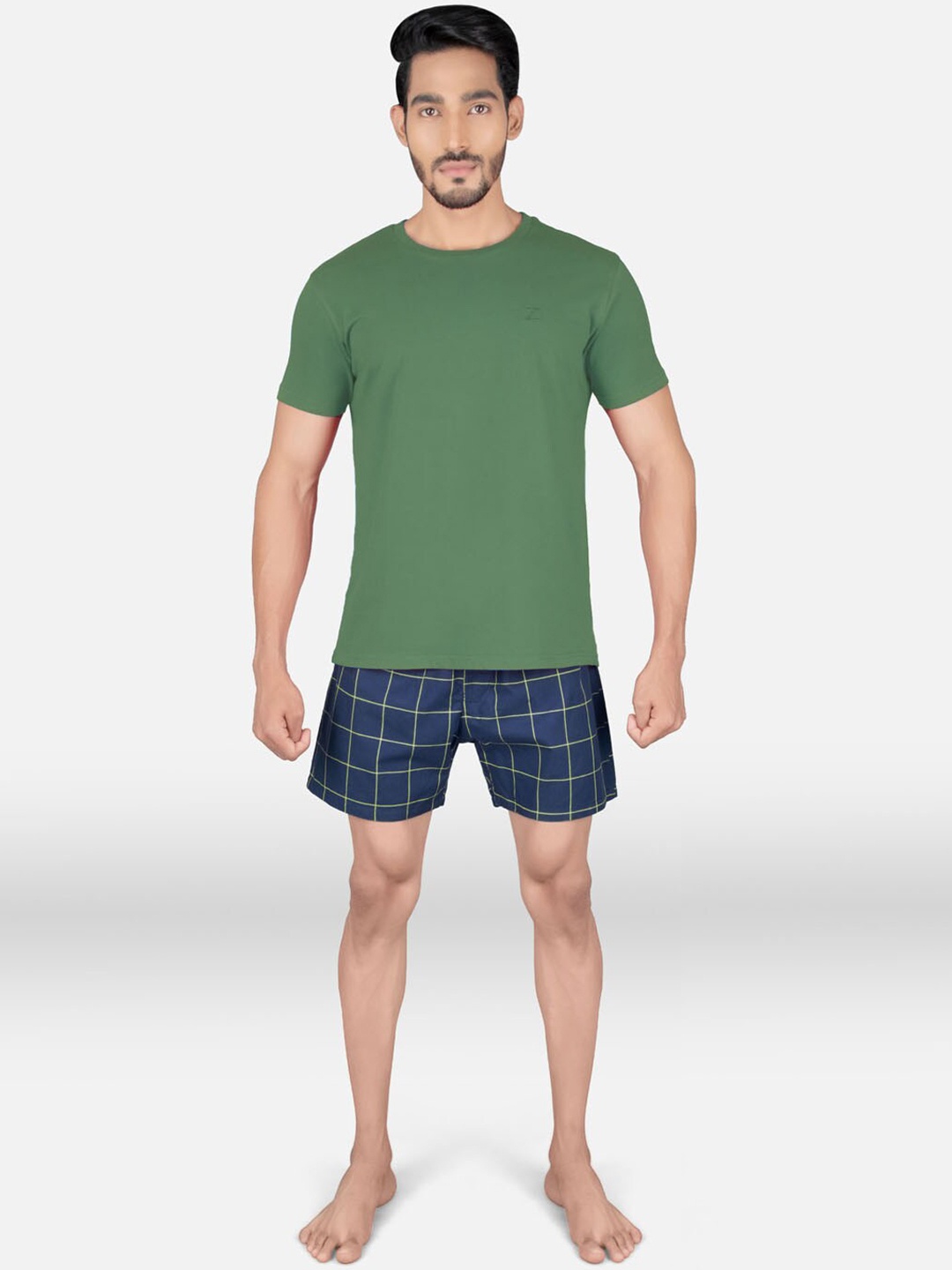 

XYXX Men Green & Navy Blue Night Suit