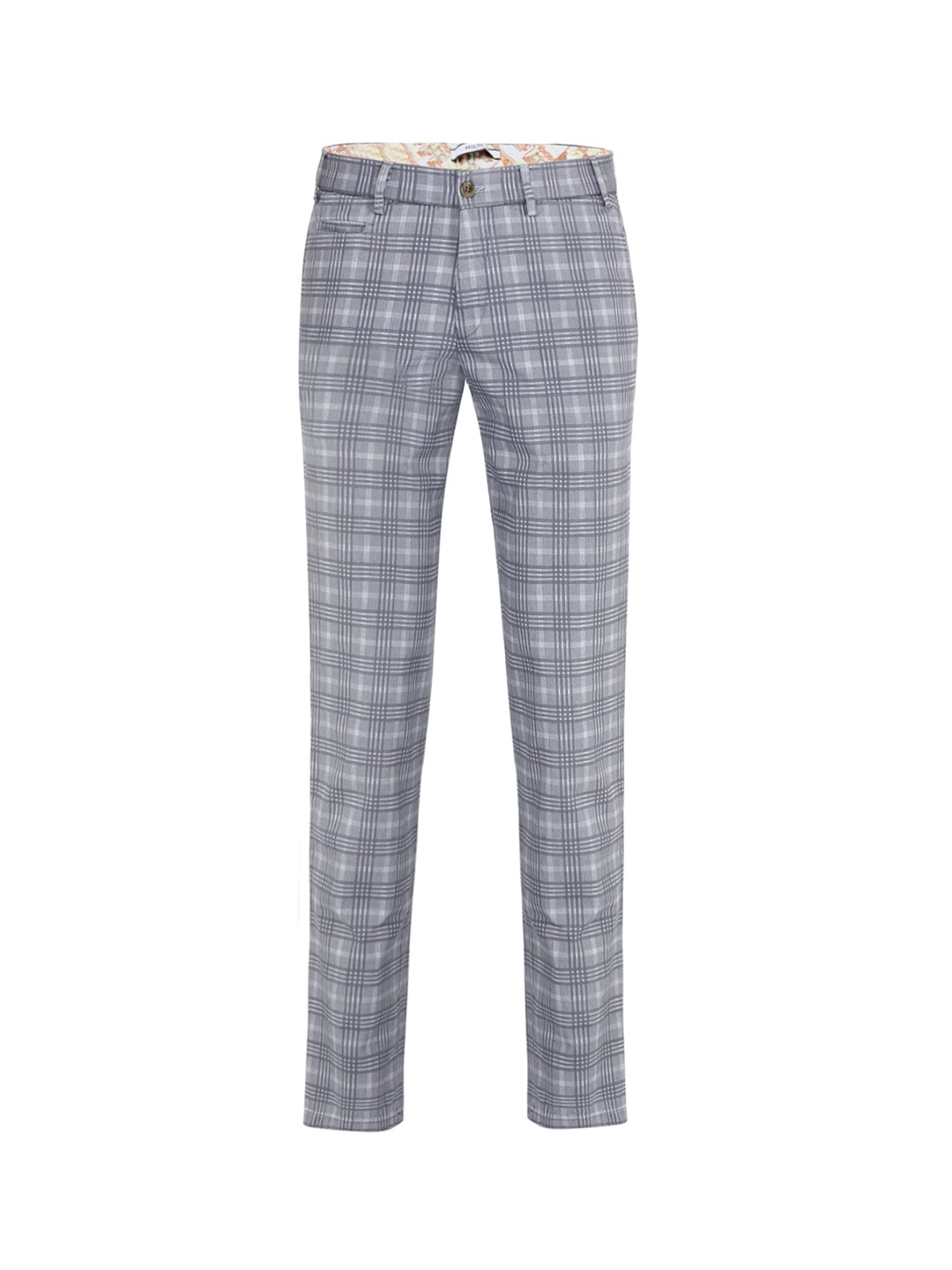 

Hiltl Men Grey Checked Pleated Formal Trousers