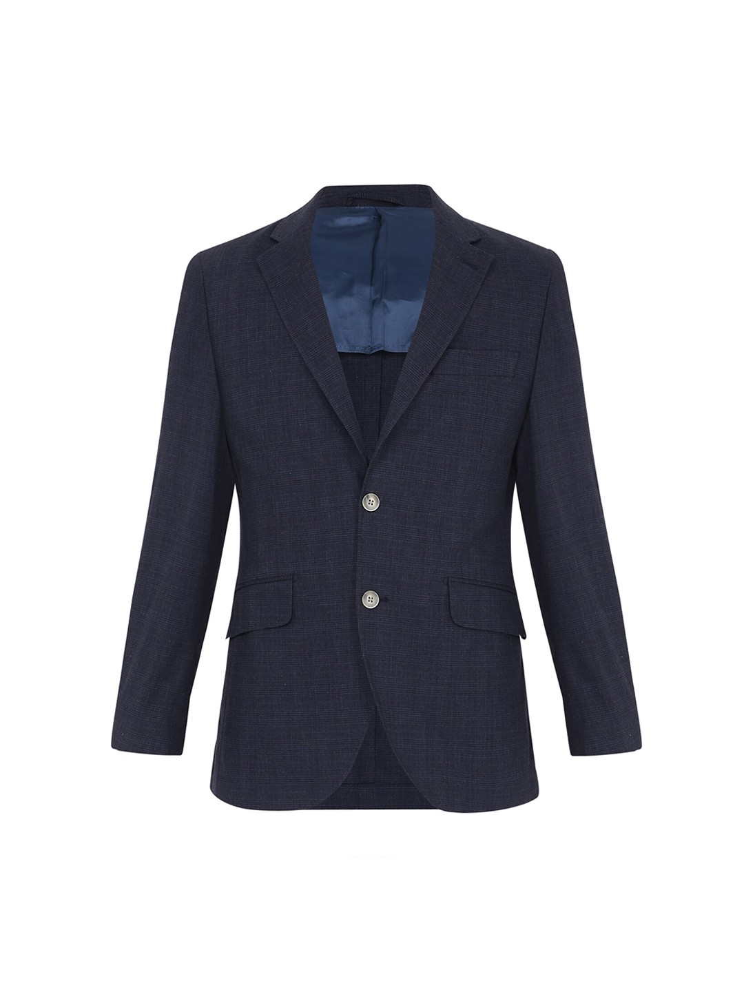 

HACKETT LONDON Men Navy Blue & Black Checked Cotton Single-Breasted Formal Blazer