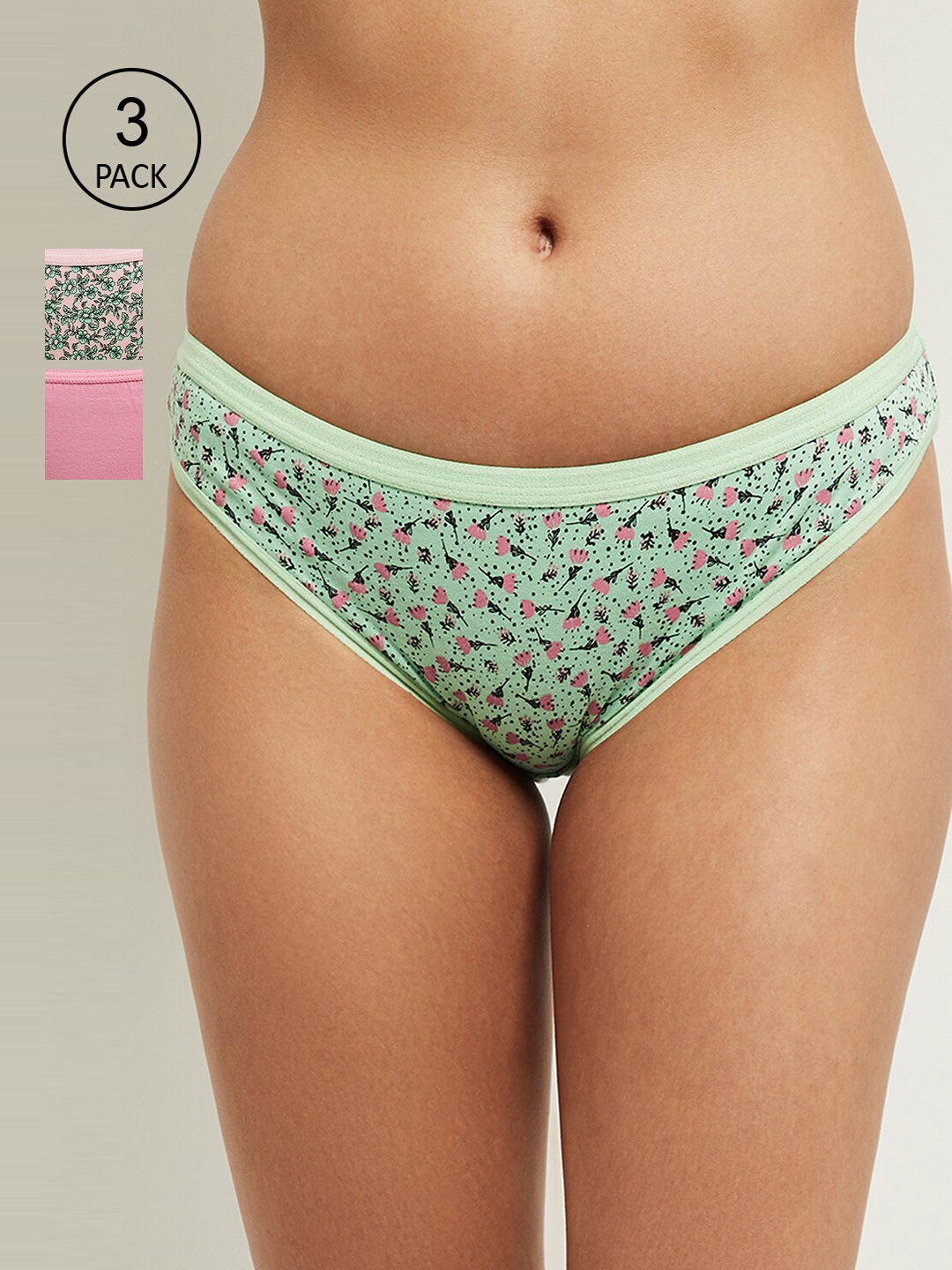 

max Women Pack Of 3 Assorted Pure Cotton Bikini Briefs NOOSSP21BK10C