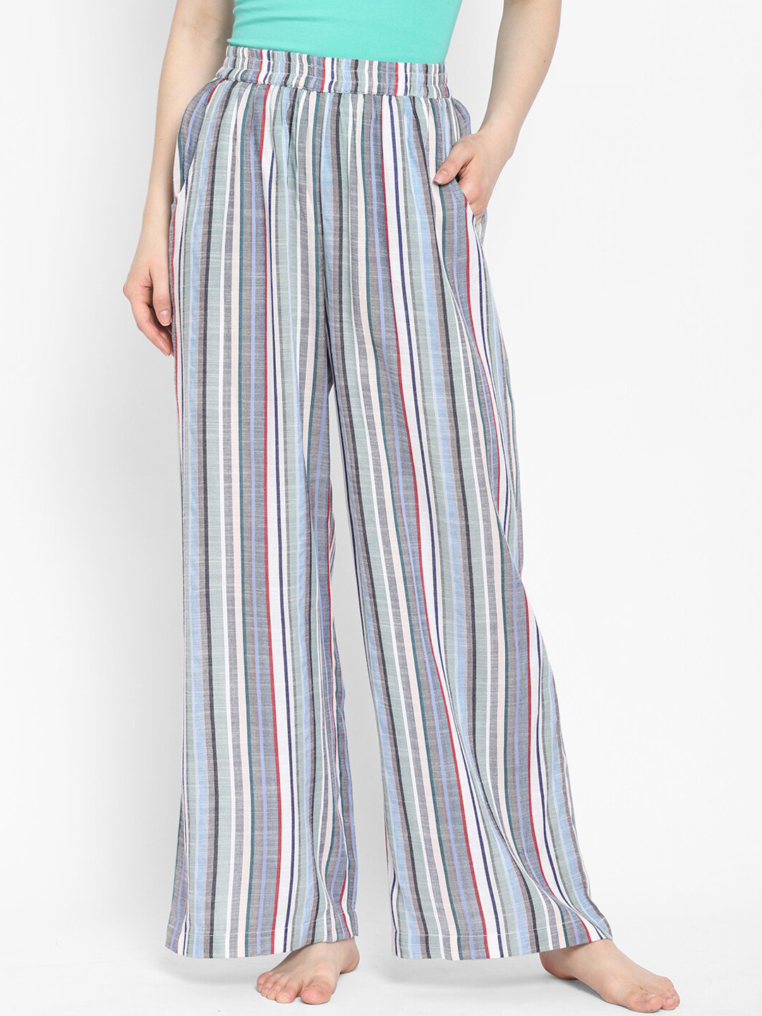 

COASTLAND Women Multicoloured Striped Lounge Pants, Multi
