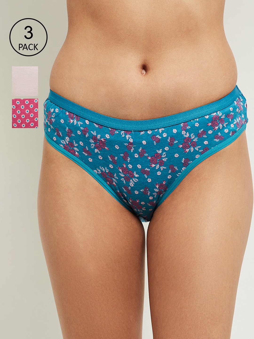 

max Women Pack Of 3 Assorted Pure Cotton Hipster Briefs NOOSSP21LH05